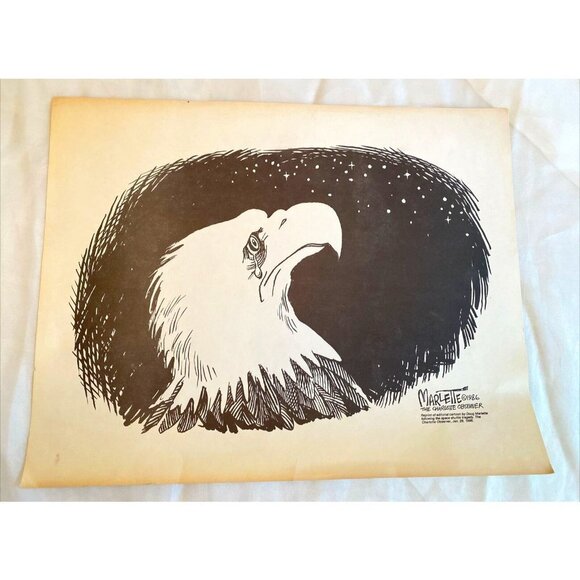 Doug Marlette Weeping Bald Eagle Reprint Cartoon Space Shuttle Challenger 1986‎ - Picture 1 of 6